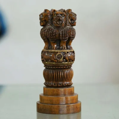 Handcrafted Wooden Ashoka Pillar Replica