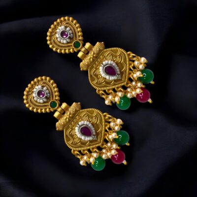 Beautiful Golden Antique Finish Traditional Danglers